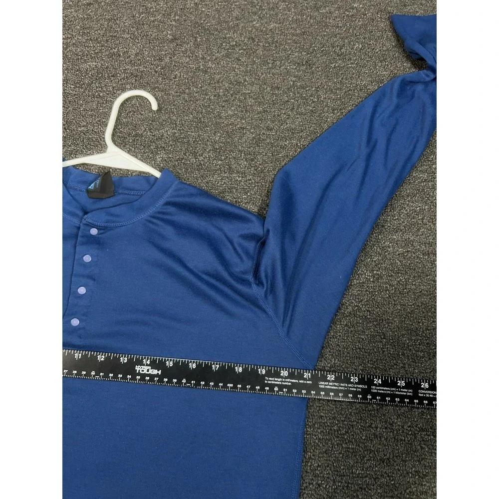 Vintage Patagonia Capilene USA Henley Snap‎ Button Base Layer Men Large Blue 80s